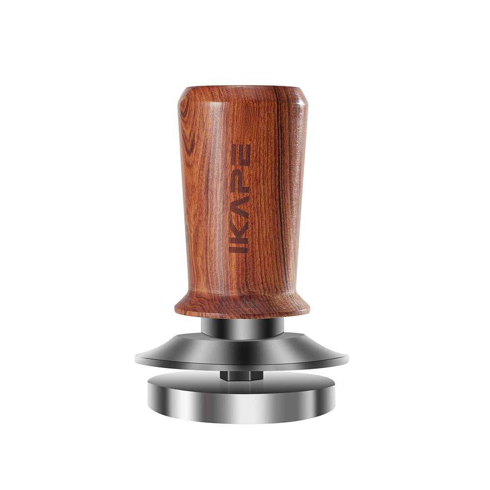 IKAPE Coffee Tamper with Wooden Handle,Spring-loaded Calibrated Tamper