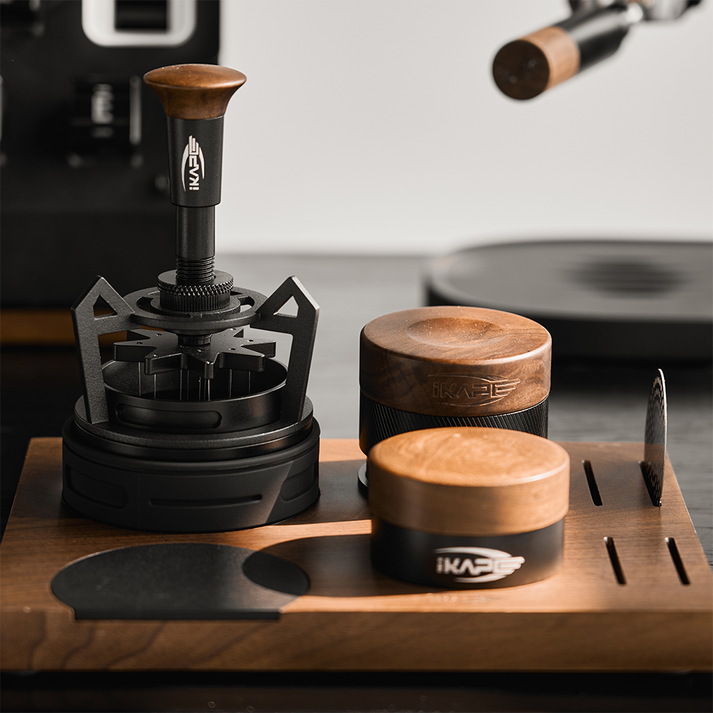 IKAPE V4 Espresso Calibrated Tamper with Spring Loaded(Wooden Handle,B IKAPE V4 Espresso Calibrated Tamper with Spring Loaded(Wooden Handle,B