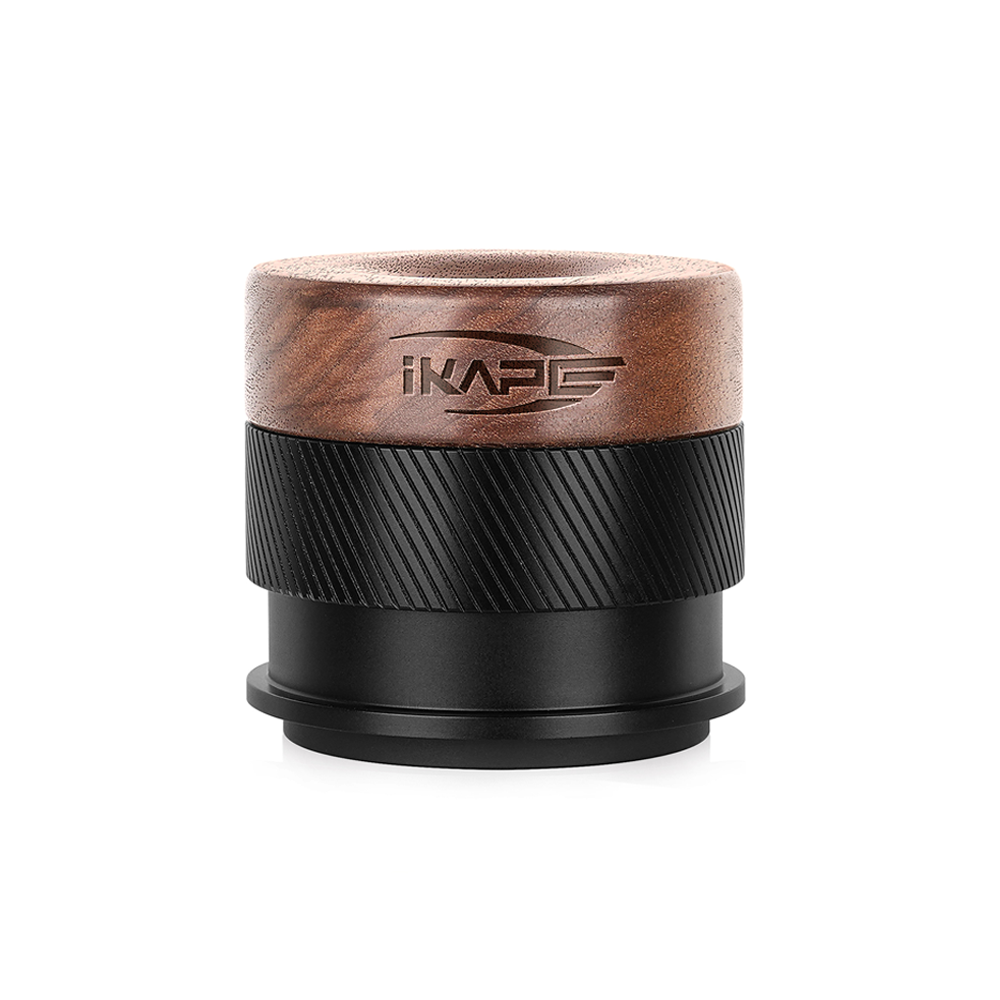 IKAPE V4 Espresso Calibrated Tamper with Spring Loaded(Wooden Handle,Black Base)