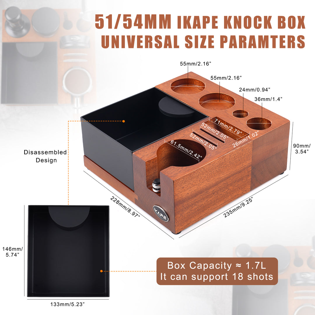 IKAPE V5 Espresso Knock Box, Espresso Coffee Organizer Box