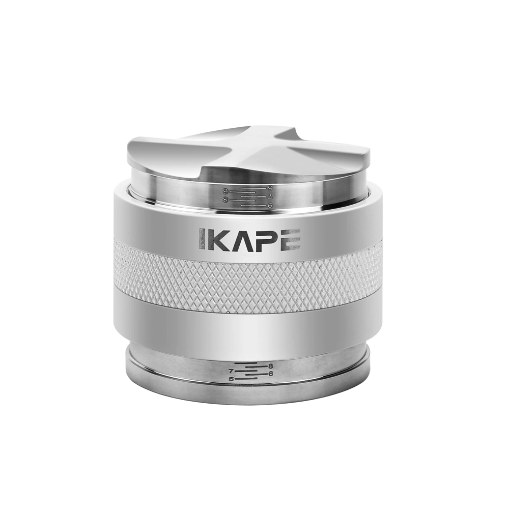 IKAPE Coffee Distributor & Hand Tamper, 2 in 1 Adjustable Depth Espresso Tool