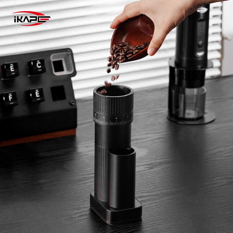 IKAPE Electric Coffee Grinder,Adjustable Burr Mill (Plug-in version)