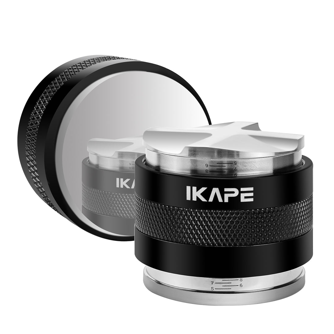 IKAPE Coffee Distributor & Hand Tamper, 2 in 1 Adjustable Depth Espresso Distributor Tool