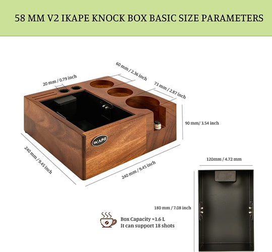 IKAPE V2 Espresso Knock Box, Espresso Coffee Organizer Box