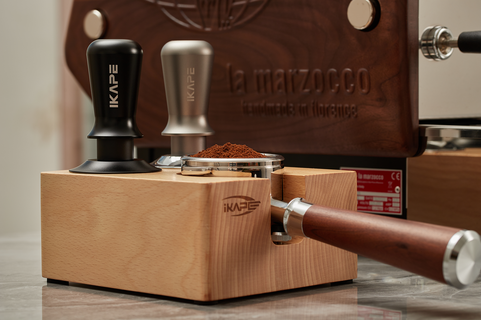IKAPE Espresso Tamper Station Wooden Coffee Tamper Holder Base - Thumbnail 3